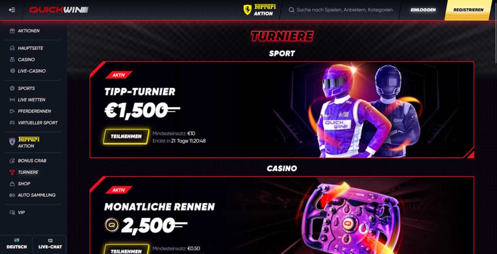 quickwin spannende turniere