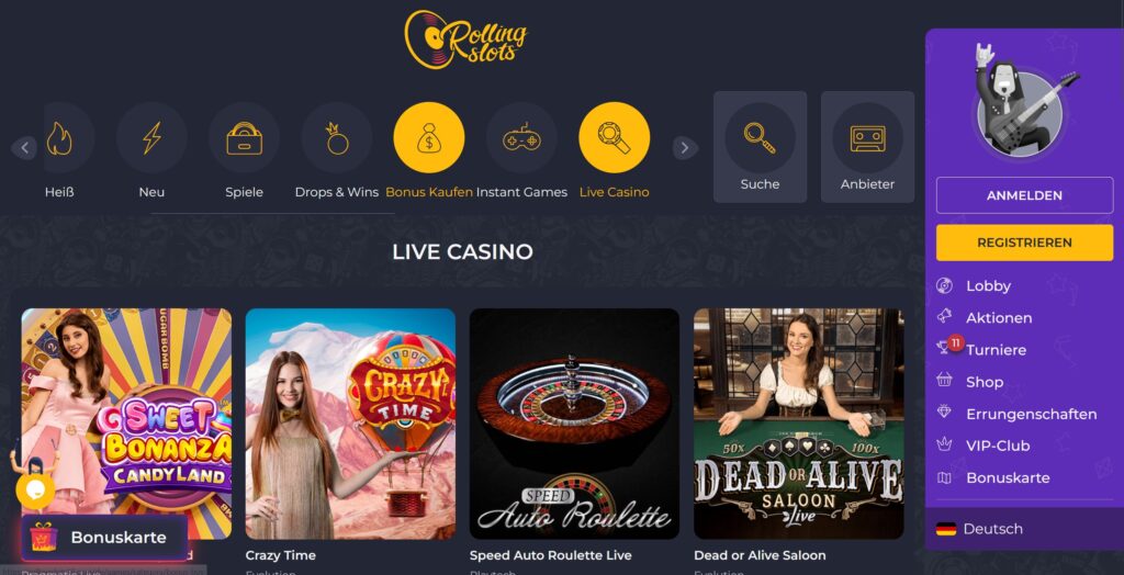 rollingslots casino live