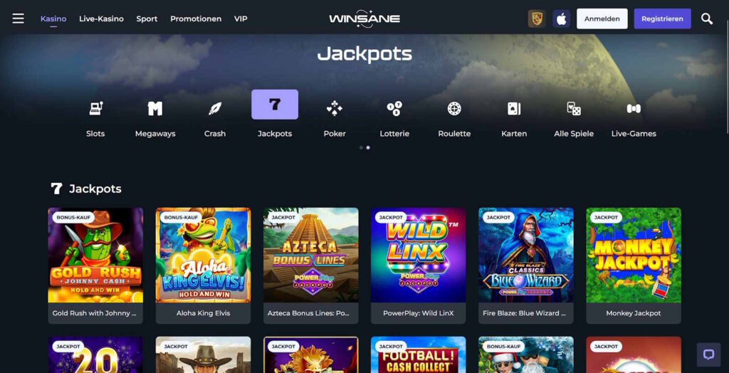 winsane casino jackpots