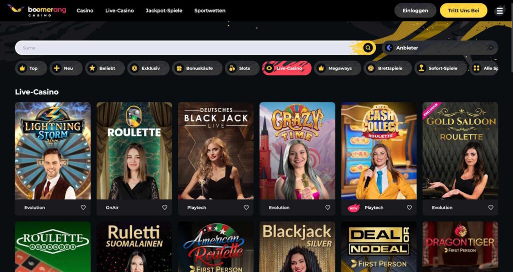 boomerang casino live