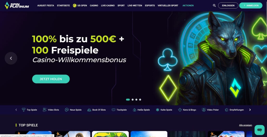 Spinplatinum Casino Homepage